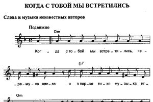 Dainos žodžiai Vladimiras Vysotskis - kai susitikome su tavimi, pražydo paukštinė vyšnia Kai susitikome su tavimi, paukštinė vyšnia pražydo...